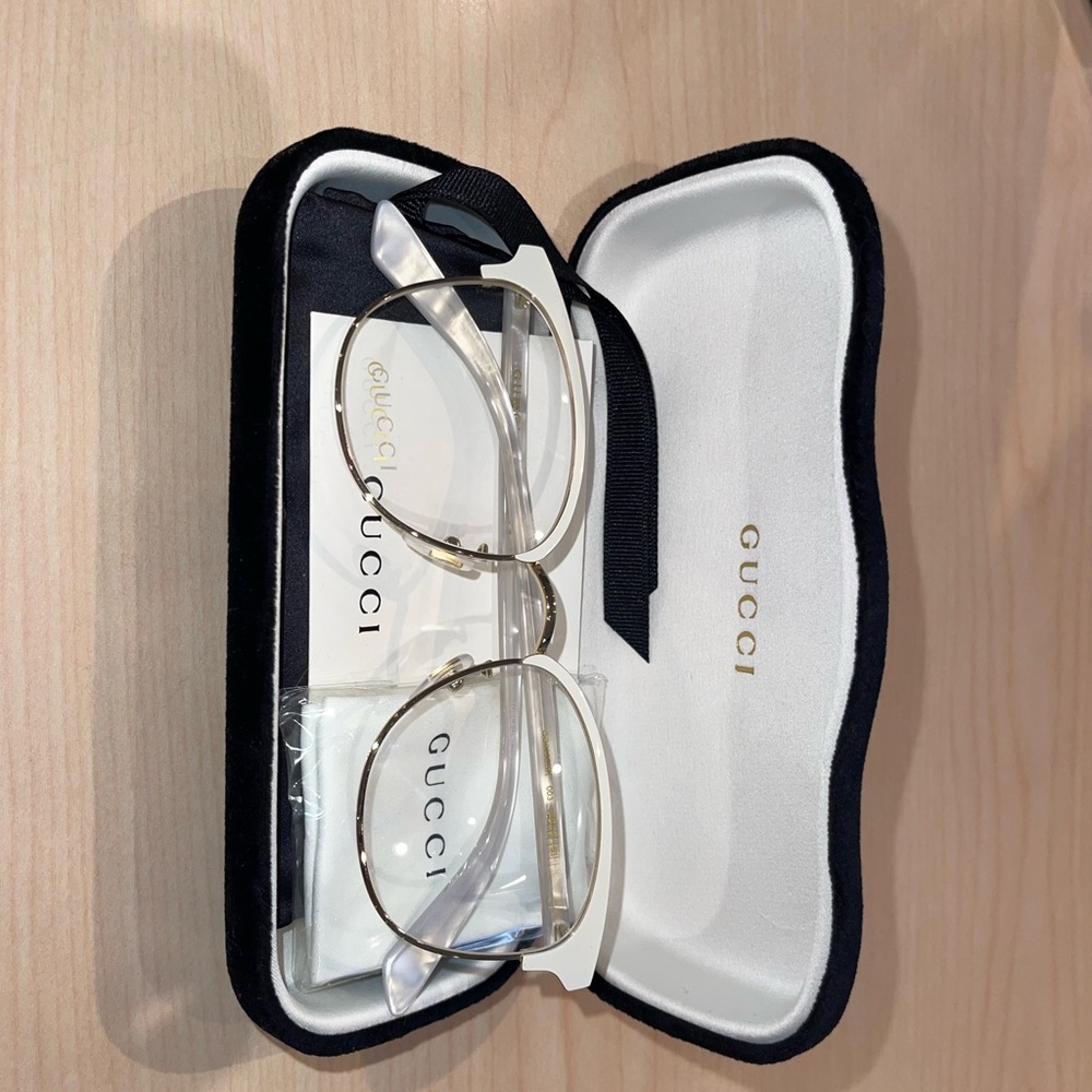Gold and White Gucci Ophthalmic Glasses